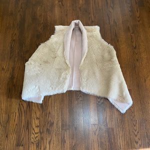 L/XL Loft Cream Reversible Faux Fur Vest